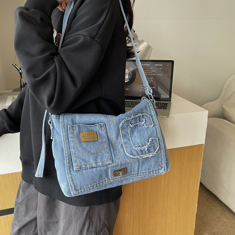 Women Bags Jeans - Sac bandoulière en jean décontracté pour