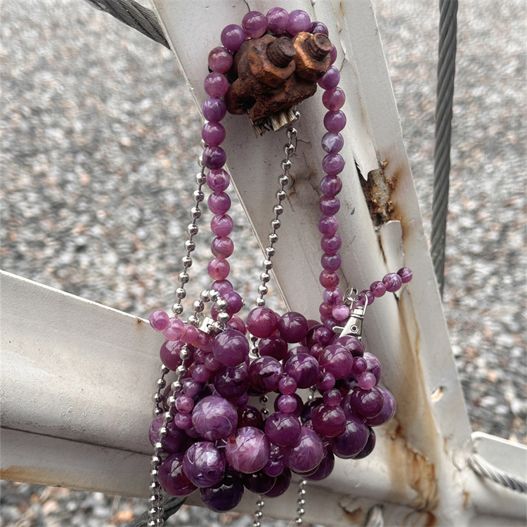 Women'S Vegan Bags - Mini pochette perlée violette pour filles,