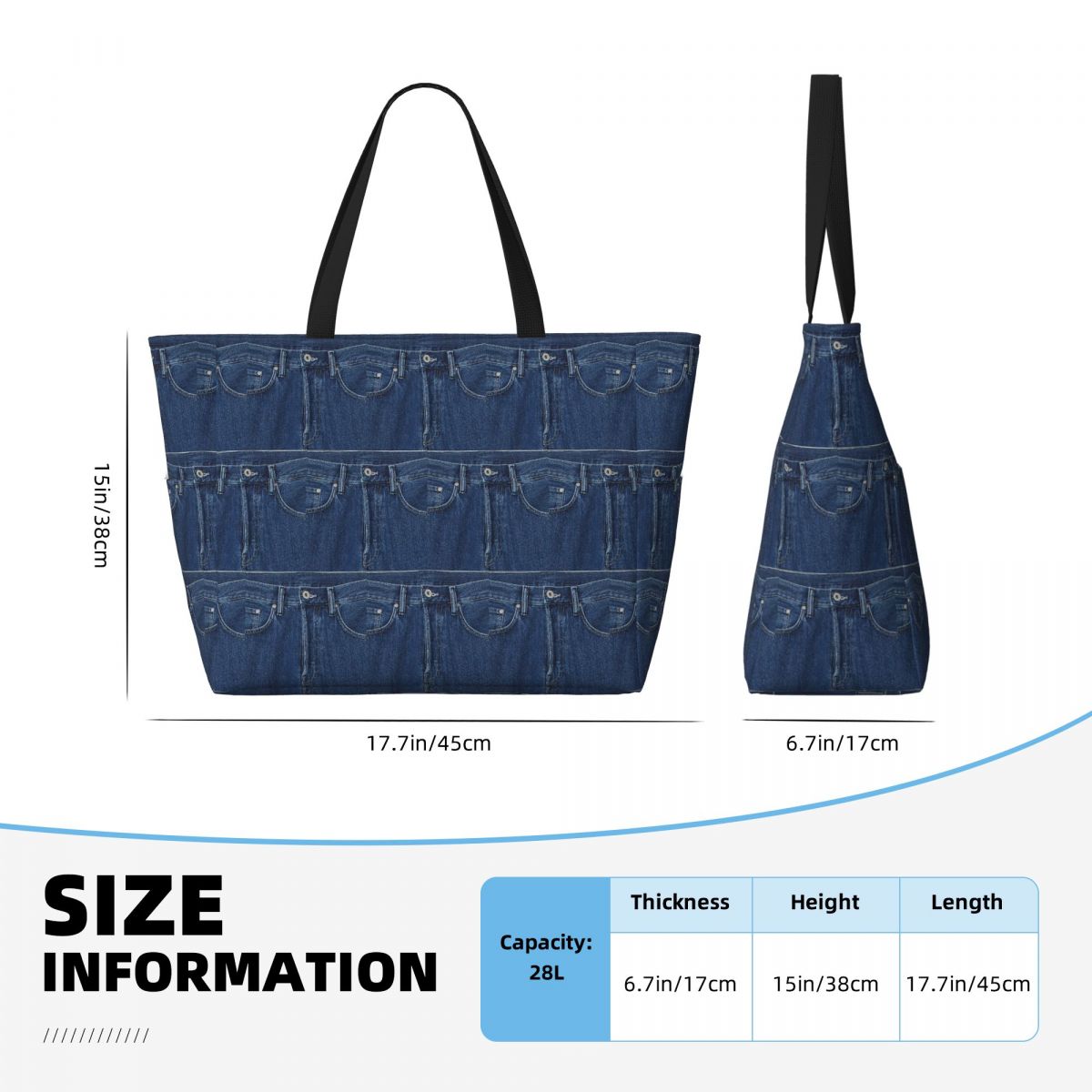 Sac de plage en jean bleu clas - Women Bags Jeans avis et prix
