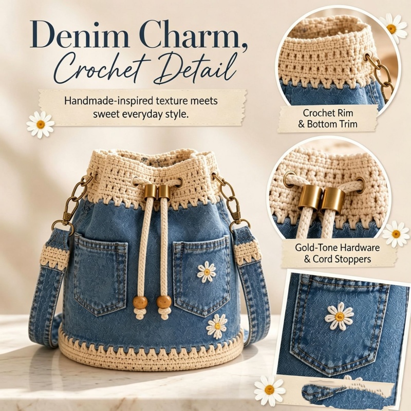 Sac seau en jean au crochet, s - Women Bags Aldo avis et prix
